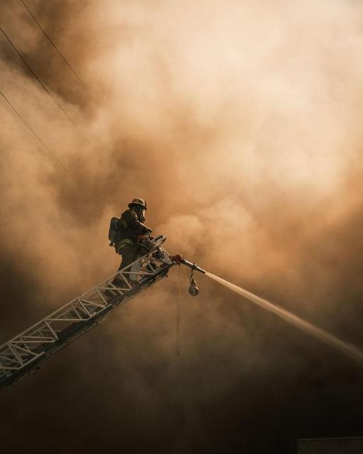 Ladder in smoke
