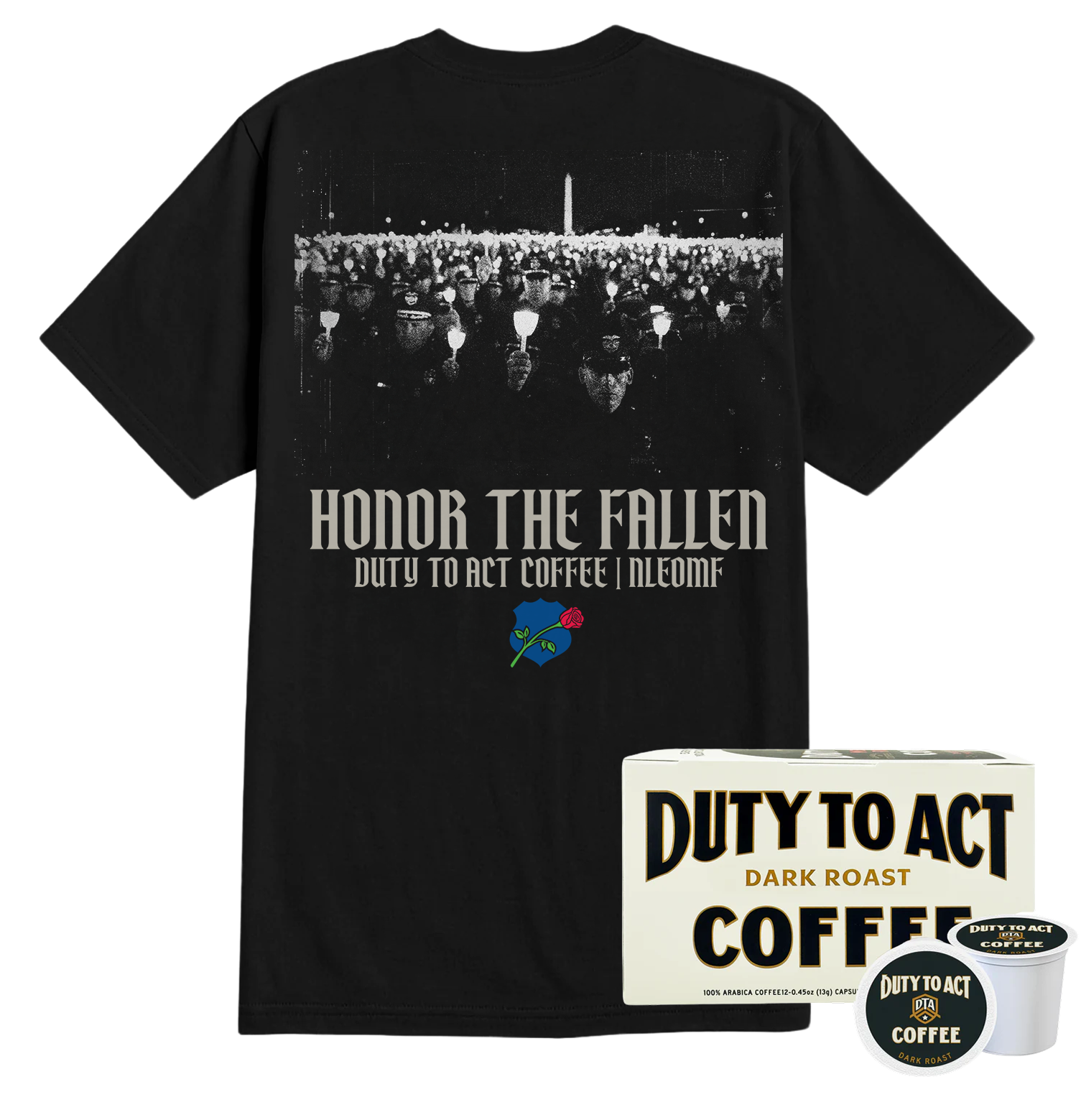 Honor The Fallen Candle Light T-Shirt & Dark Roast