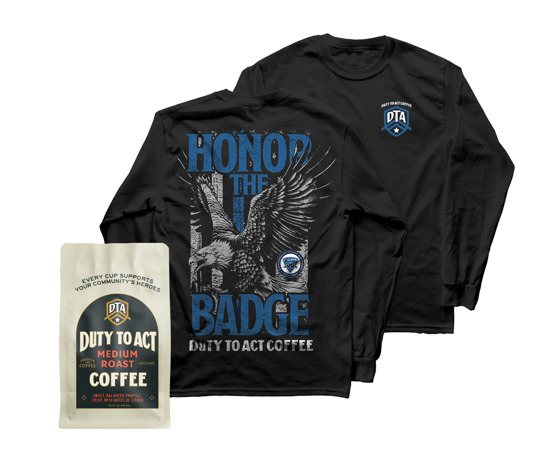 Honor The Badge Long Sleeve & Medium Roast Coffee