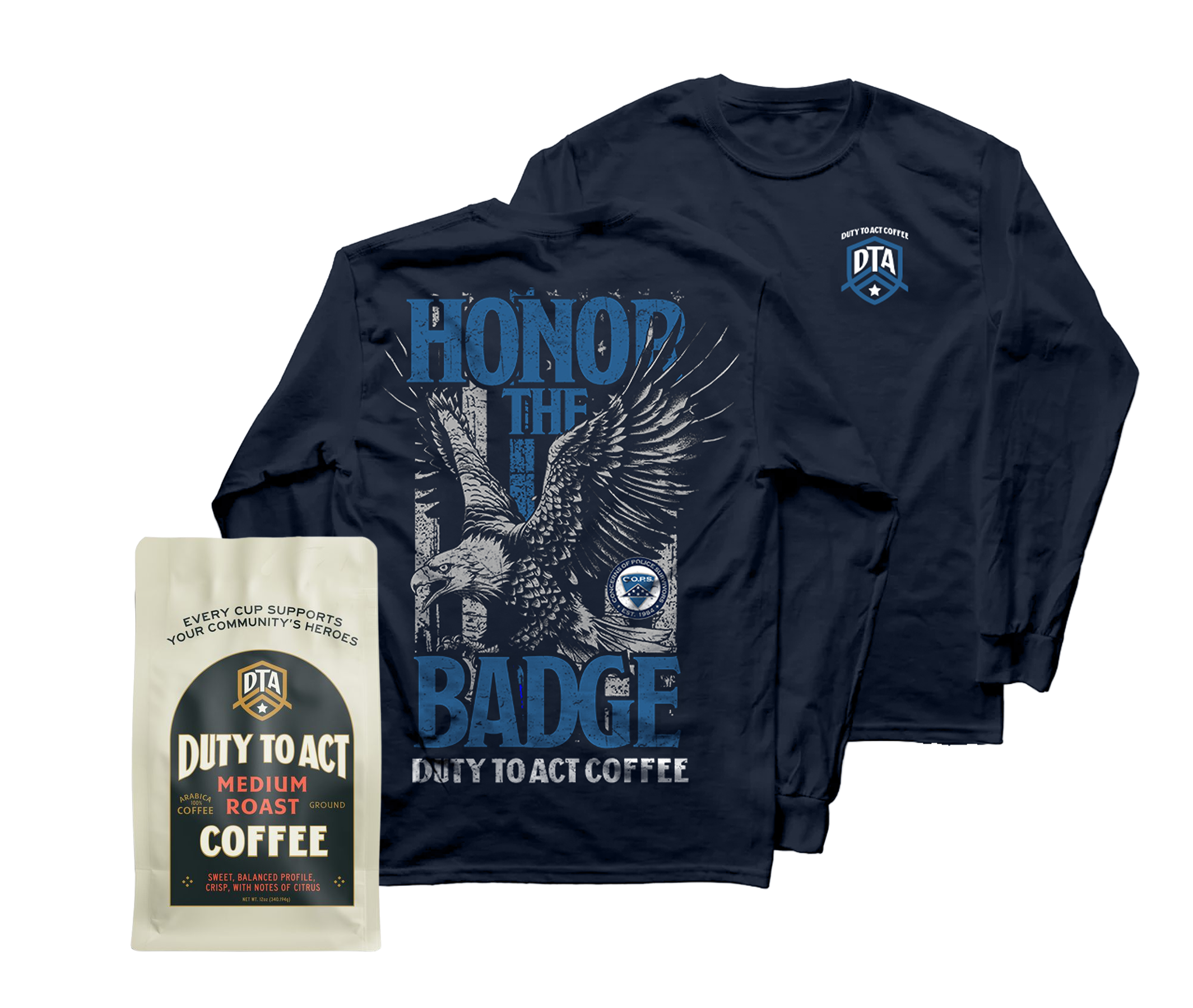 Honor The Badge Long Sleeve & Medium Roast Coffee