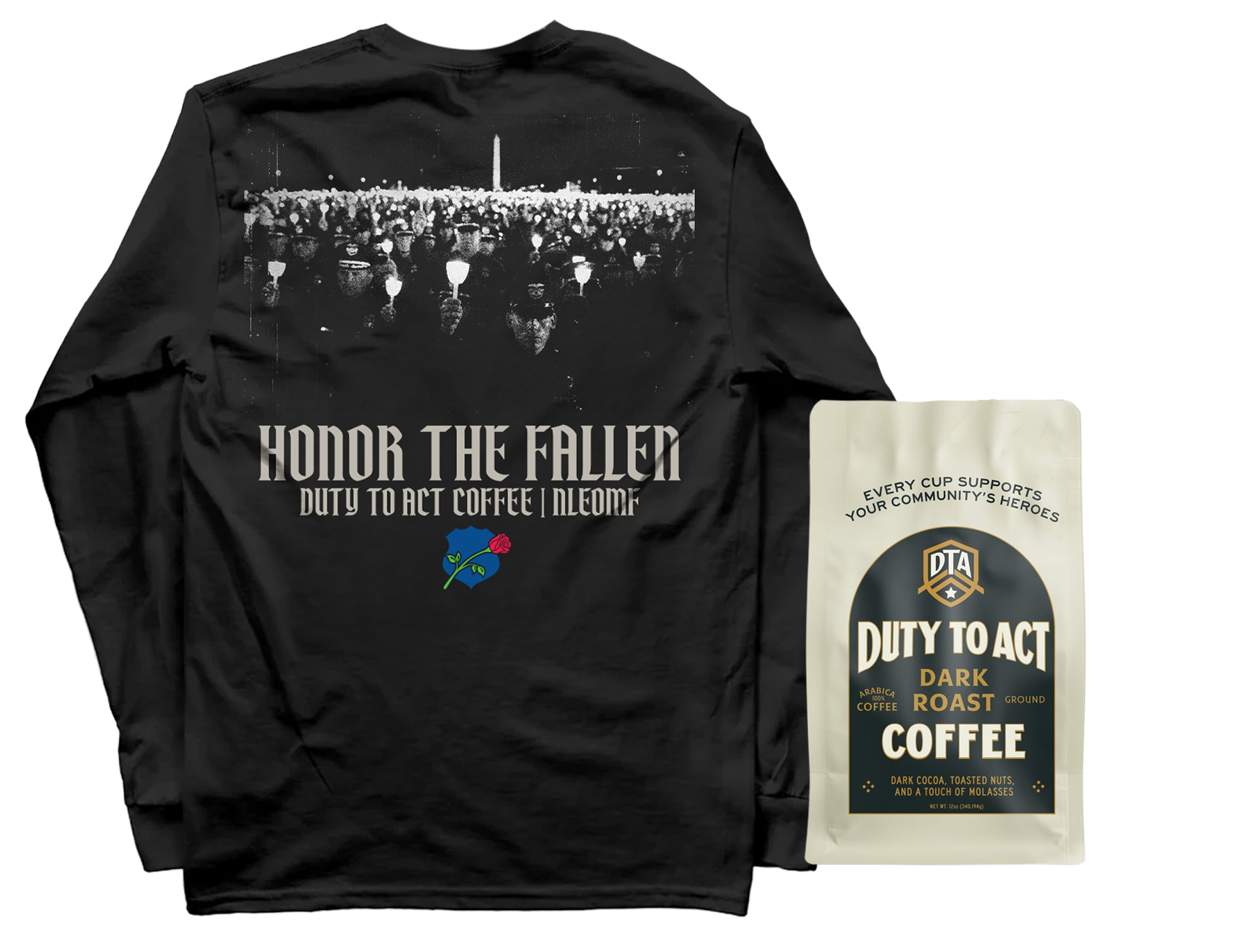 Honor The Fallen Candle Light Long Sleeve & Dark Roast