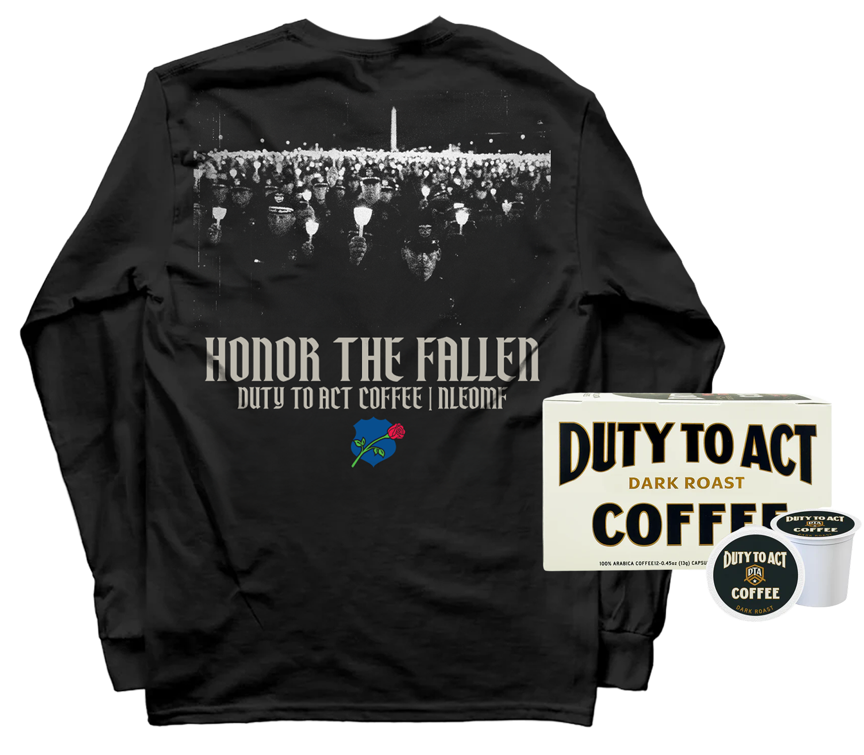 Honor The Fallen Candle Light Long Sleeve & Dark Roast