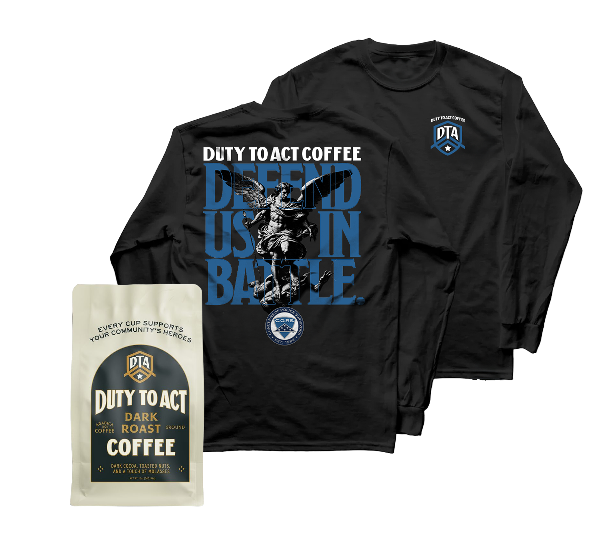 Defend Us In Battle Long Sleeve & Dark Roast