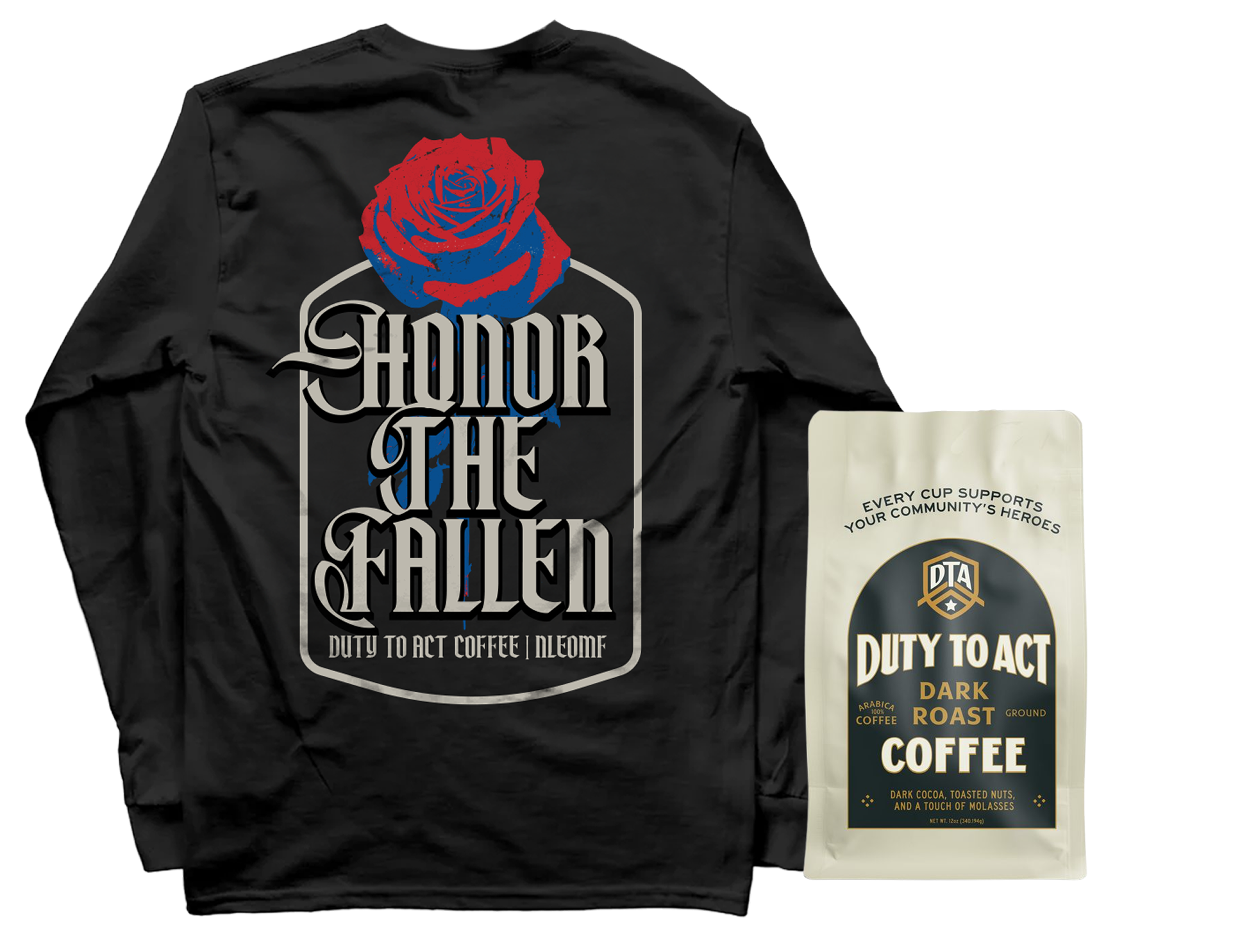 Honor The Fallen Rose Long Sleeve & Dark Roast