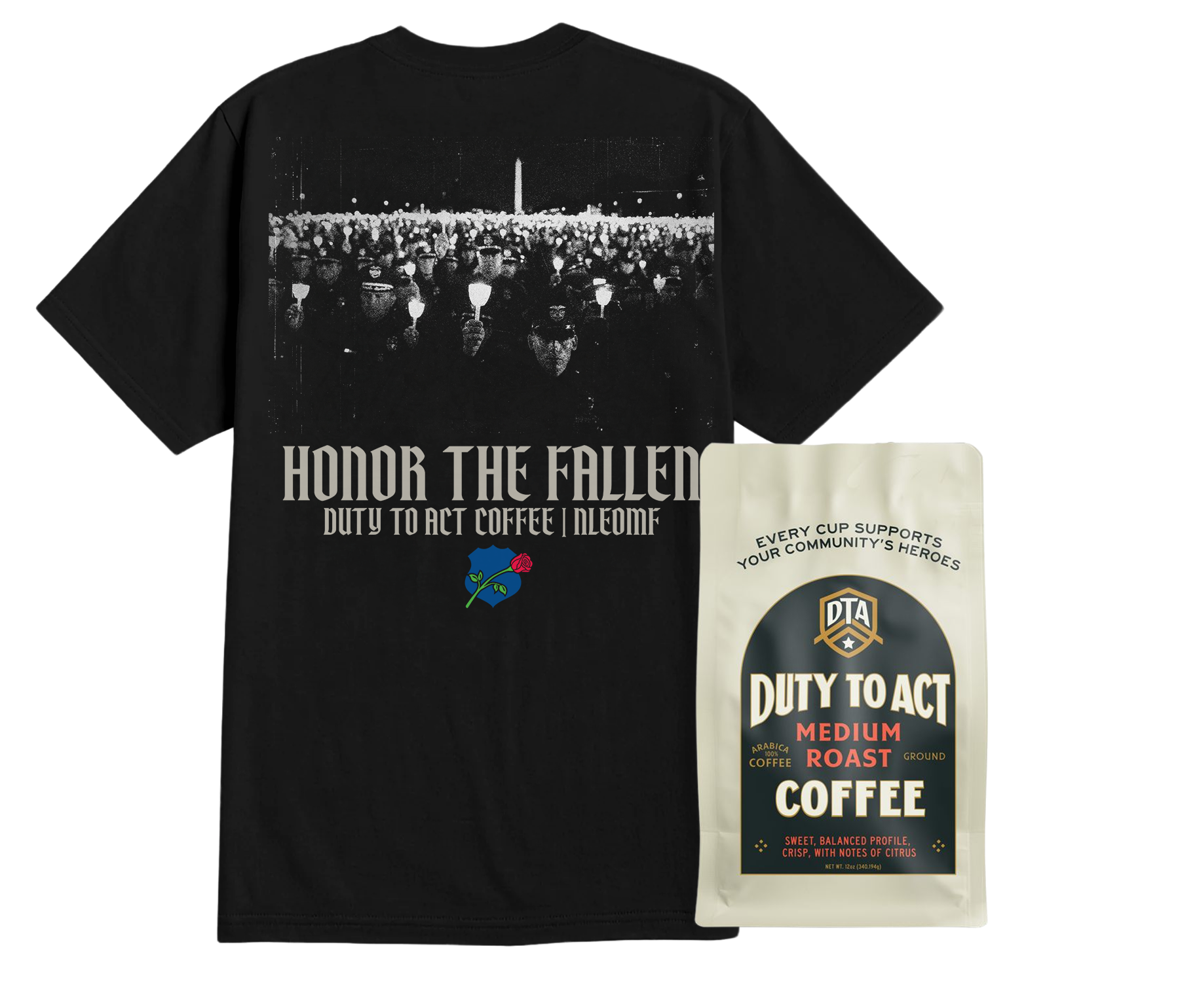 Honor The Fallen Candle Light T-Shirt & Medium Roast